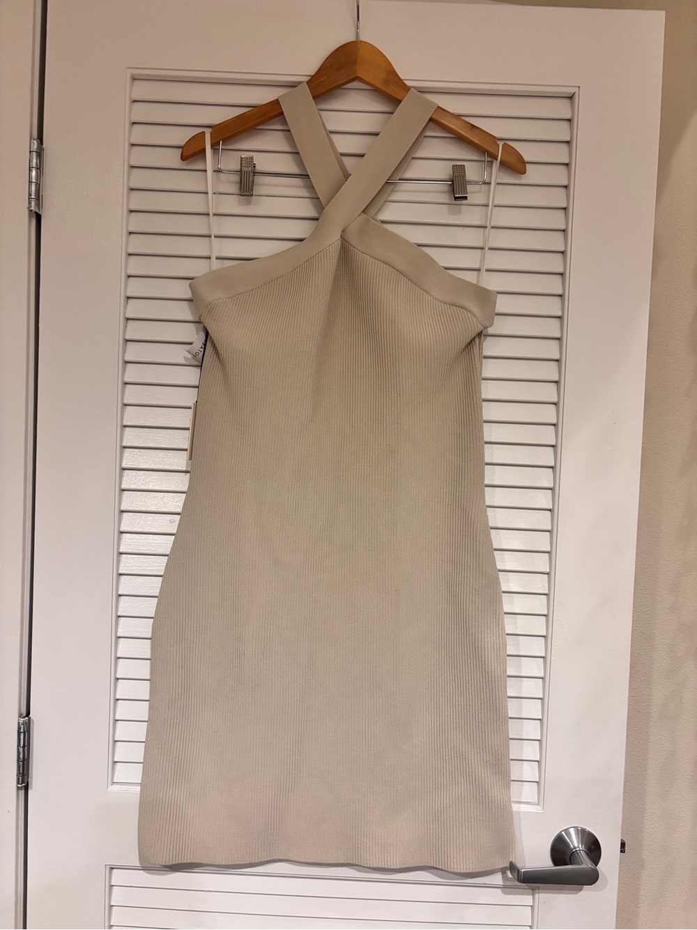 Babaton One-Shoulder Ribbed Mini Dress in Cream